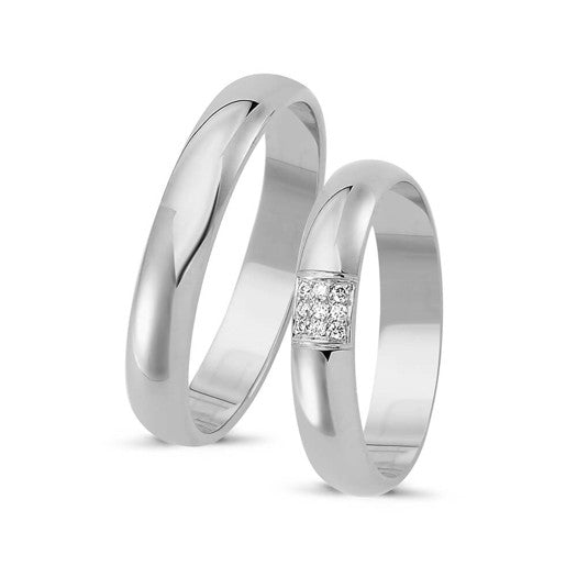 Eksklusive Nuran vielsesringe i 14 kt hvidguld med 9 diamanter