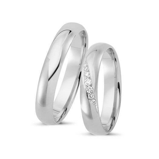 Flot Nuran vielsesringe i 14 kt hvidguld med 7 diamanter