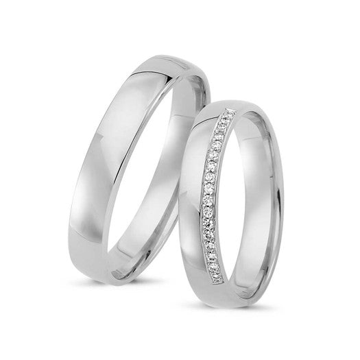 Eksklusive Nuran vielsesringe i 14 kt hvidguld med 17 diamanter på 0,085 ct
