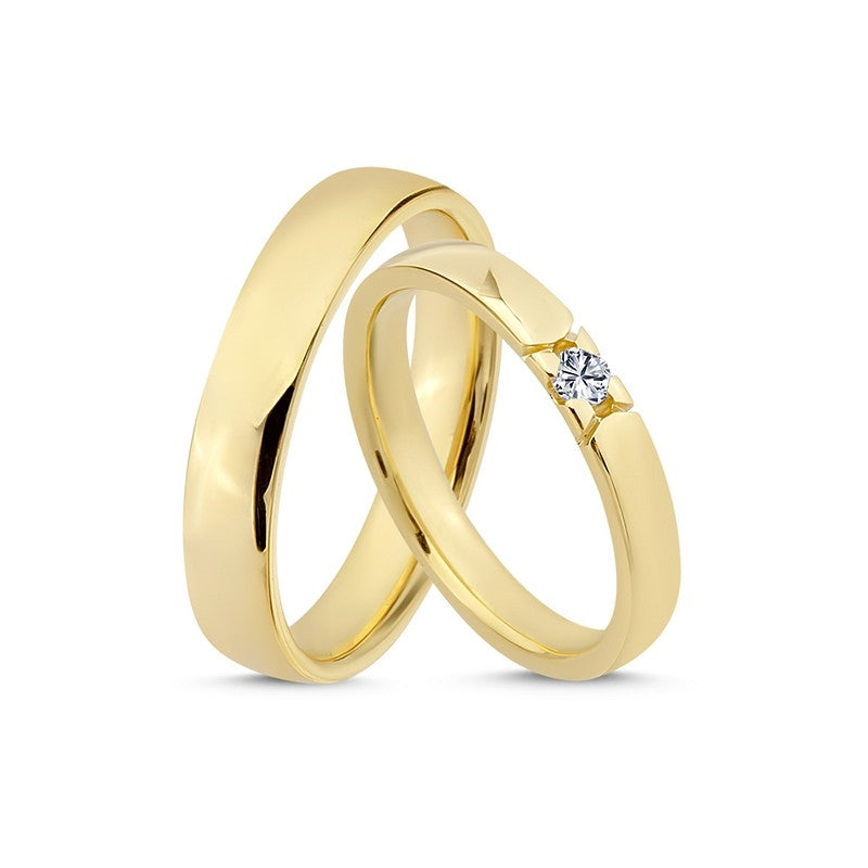 Klassiske Nuran vielsesringe i 14 kt guld med 0,07 ct diamant