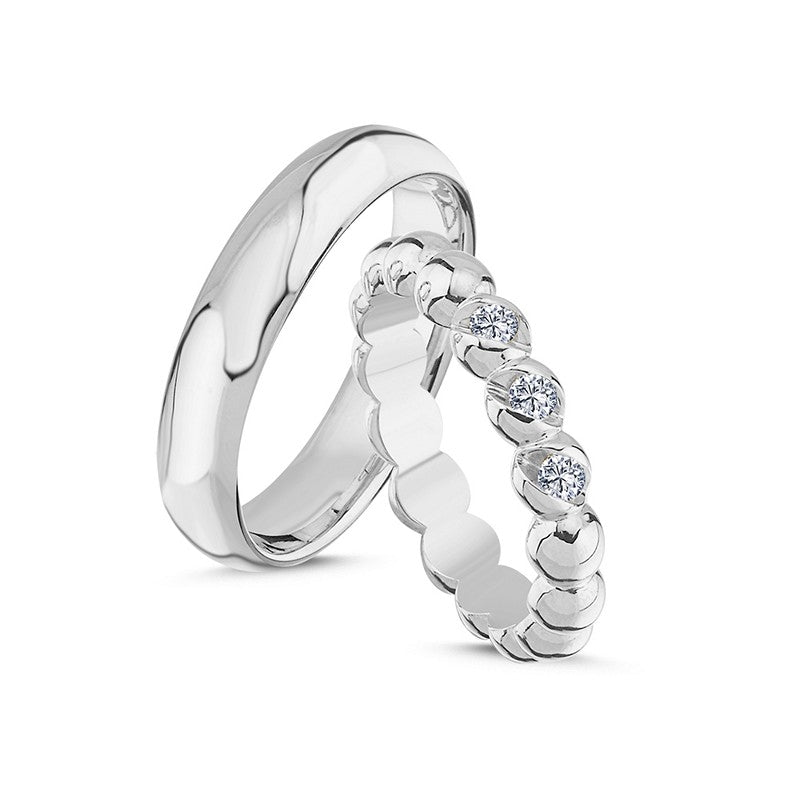 Særlig Nuran vielsesringe i 14 kt hvidguld med 0,15 ct diamanter