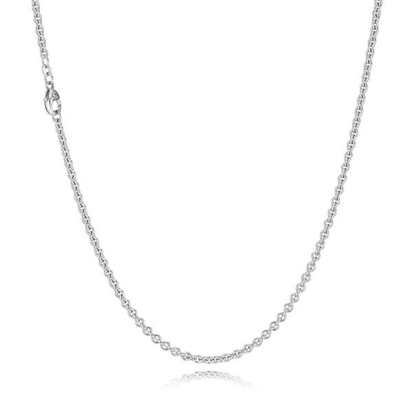 BNH rund ankerkæde i 14 karat hvidguld 38–70 cm, 0,30–0,80 mm