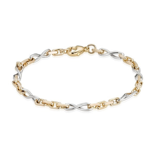 BNH anker sløjfe armbånd i 14 karat guld og hvidguld 18,5–21 cm