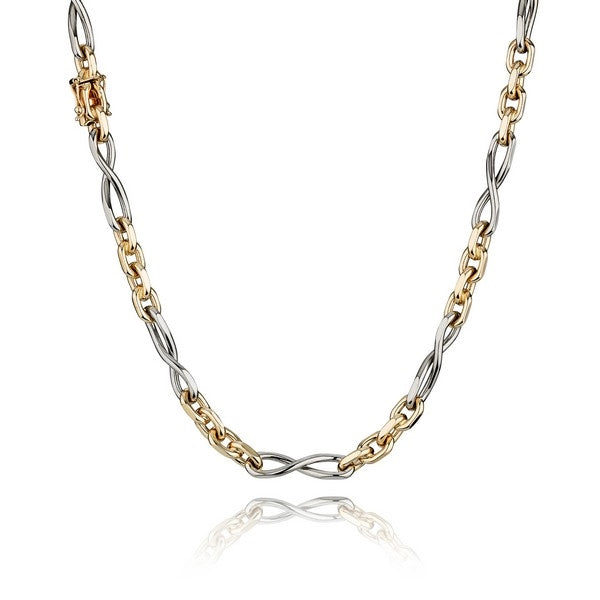 Anker sløjfe halskæde i 14 kt guld og hvidguld fra BNH 38–80 cm 1,10–2,50 mm