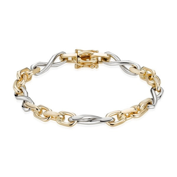 BNH anker sløjfe armbånd i 14 karat guld og hvidguld 18,5–21 cm