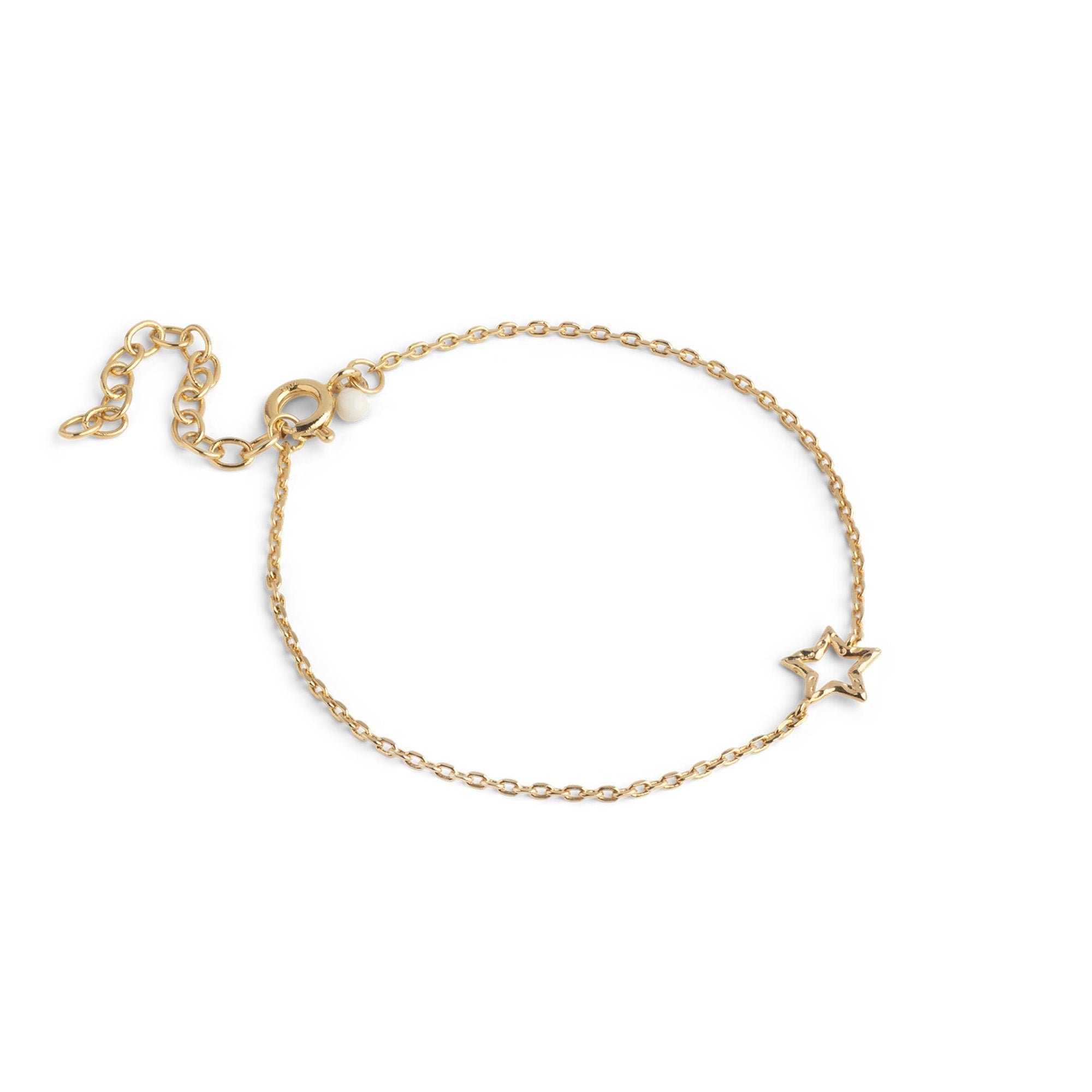 Organic Star armbånd i forgyldt messing med organisk formet stjerne fra Enamel Copenhagen, justerbar længde 15–19 cm.