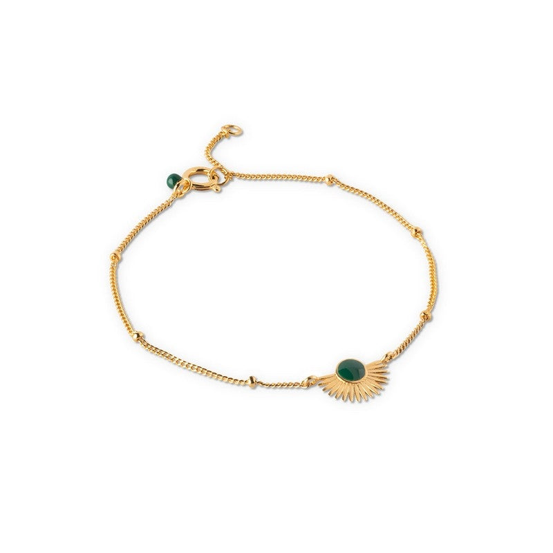 Soleil armbånd i forgyldt sølv fra Enamel Copenhagen med petrol green emalje