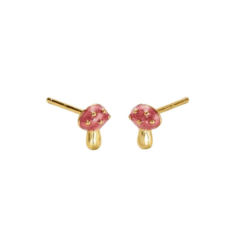 Petra forgyldte sølvøreringe med rød emalje fra ByBirch