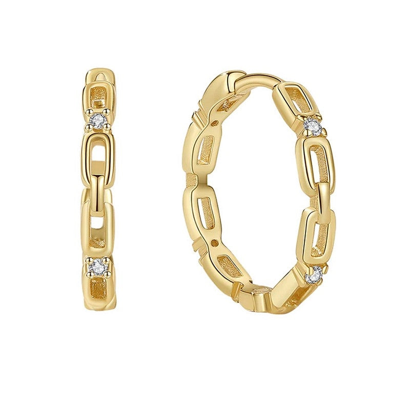 Hoops i forgyldt sølv med kædemønster 16,5 mm fra ByBirch