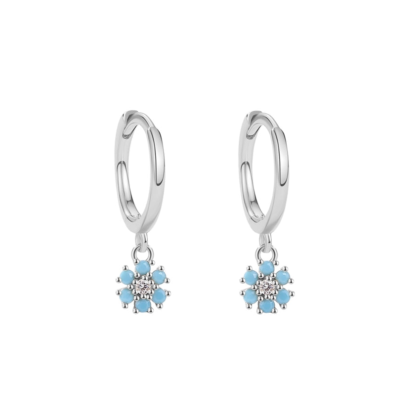 Flora sølvøreringe med blå blomst fra ByBirch