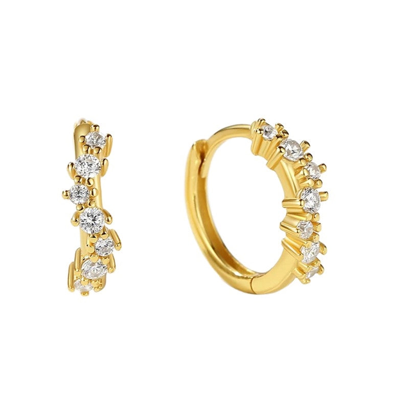 Gro creoler i forgyldt sølv med zirkonia fra ByBirch (10 mm)