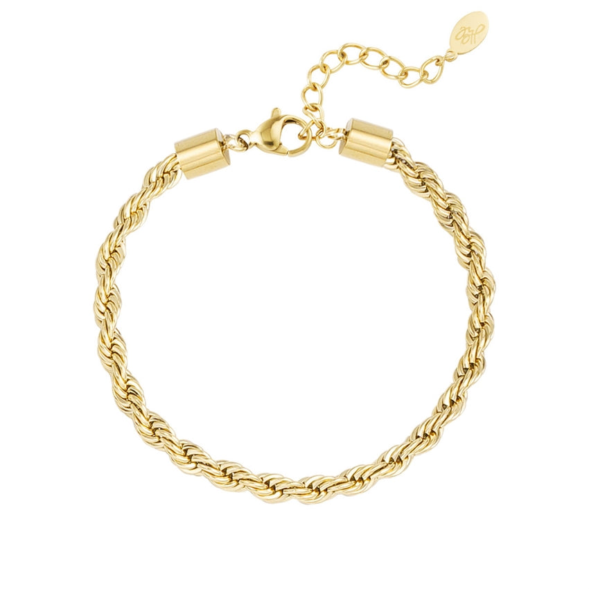 Cordel armbånd i forgyldt stål fra ByBirch 16+3 cm