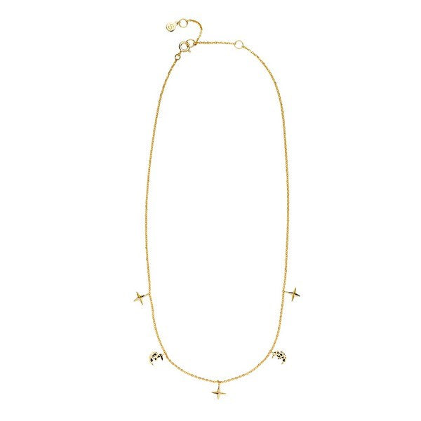 Sistie halskæde i forgyldt sølv med stjerne- og månevedhæng 40–45 cm