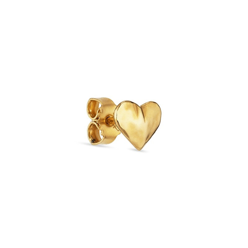 Jane Kønig Bruised Heart ørestik i 18 karat forgyldt sølv med hjerteform, 7 mm.