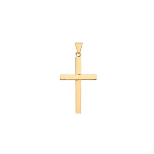 BNH korsvedhæng Small i 8 eller 14 karat guld – bredt, klassisk stolpekors 13x21 mm.