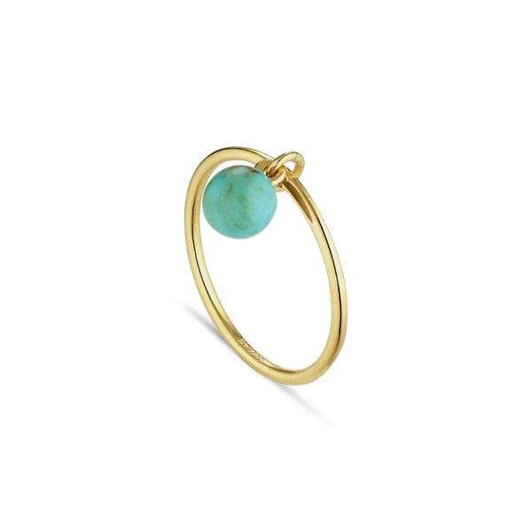 Jane Kønig Bermuda Turquoise ring i forgyldt sølv med turkis perle, set fra siden