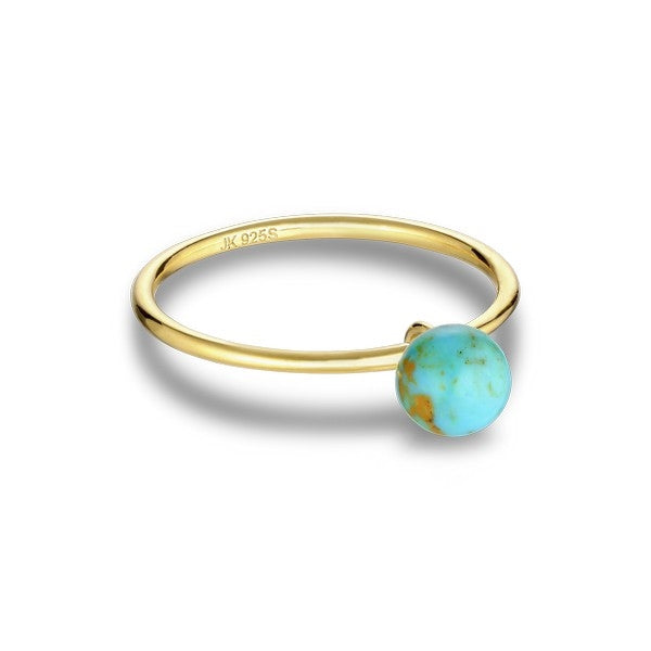 Bermuda Turquise ring i forgyldt sølv med turkis perle – Jane Kønig