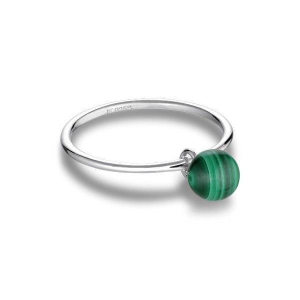Bermuda Malachite ring i sølv med rund grøn malachite fra Jane Kønig.