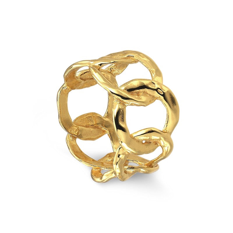 Jane Kønig Big Space Link ring i 18 karat forgyldt sølv med store snoede led fra SPACE MARY AW23 kollektionen.