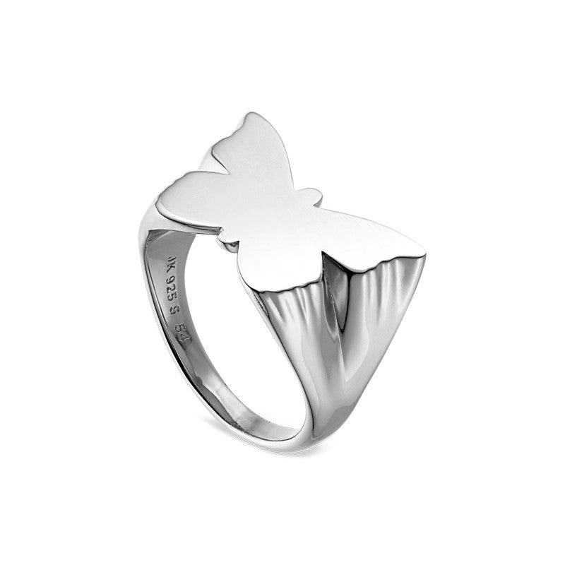 Jane Kønig Butterfly Signet ring fra B-Fly i sølv med butterfly-motiv.