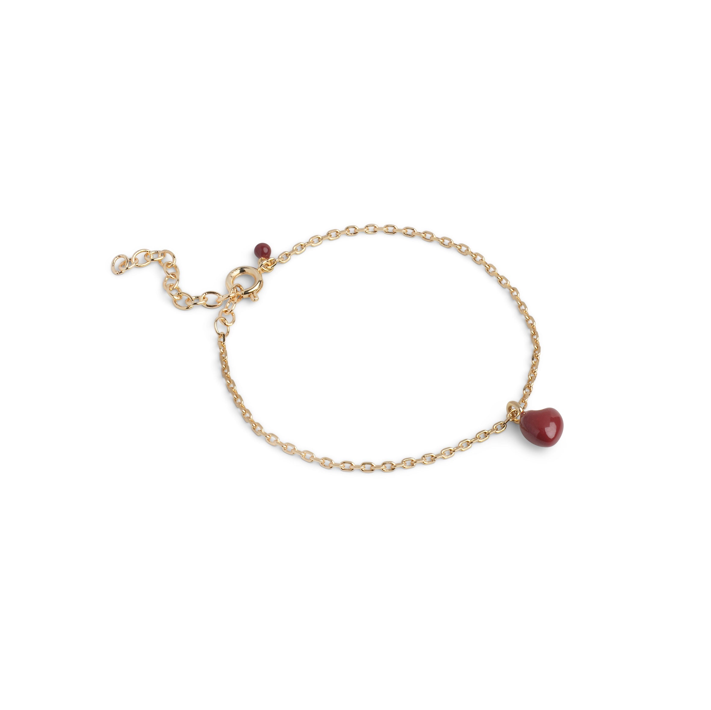 Grand Amore armbånd fra Enamel Copenhagen i 18 karat forgyldt messing med bordeaux hjerte.