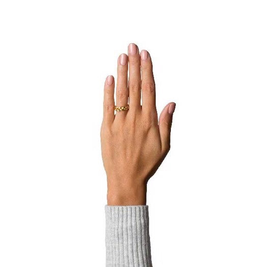 Jane Kønig stor flettet ring i forgyldt sølv