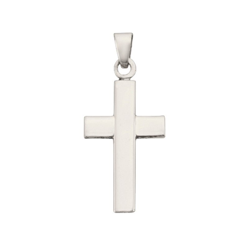 BNH korsvedhæng i sølv Large – stort, bredt korsvedhæng i poleret sølv.