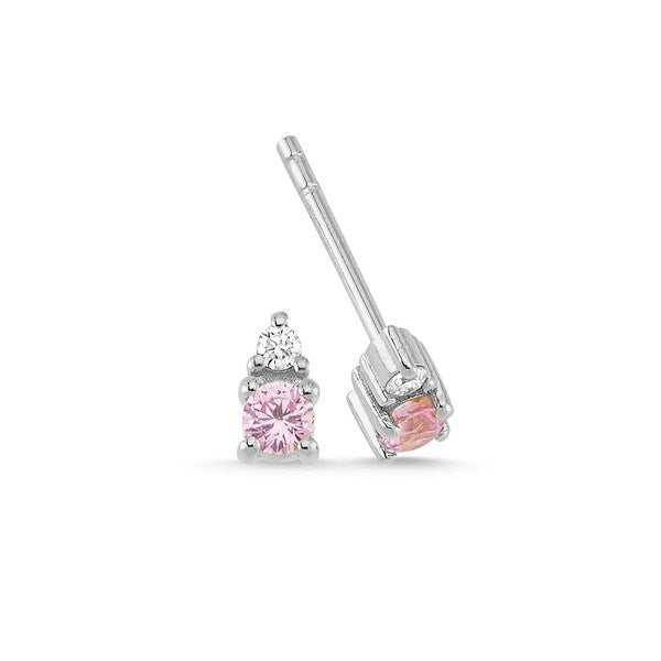 Petit øreringe i 14 kt hvidguld med pink safir og diamanter fra Nuran
