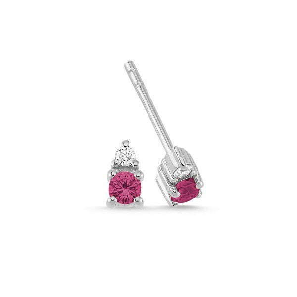 Petit øreringe i 14 kt hvidguld med rubiner og diamanter fra Nuran