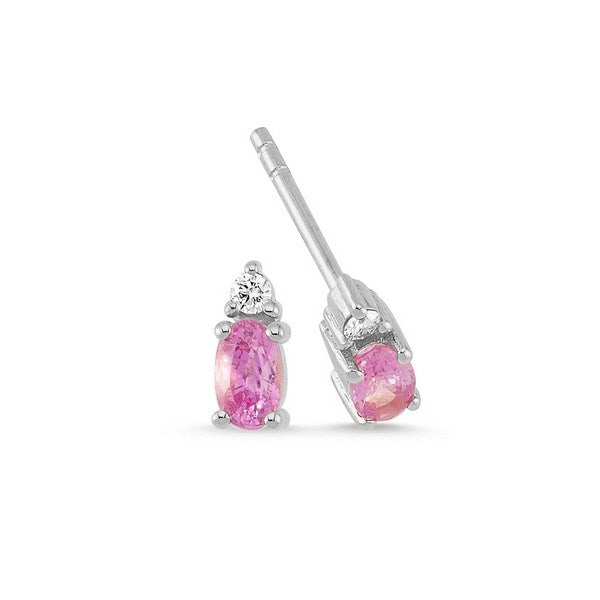 Petit øreringe i 14 kt hvidguld med pink safirer og diamanter (0,05 ct) fra Nuran