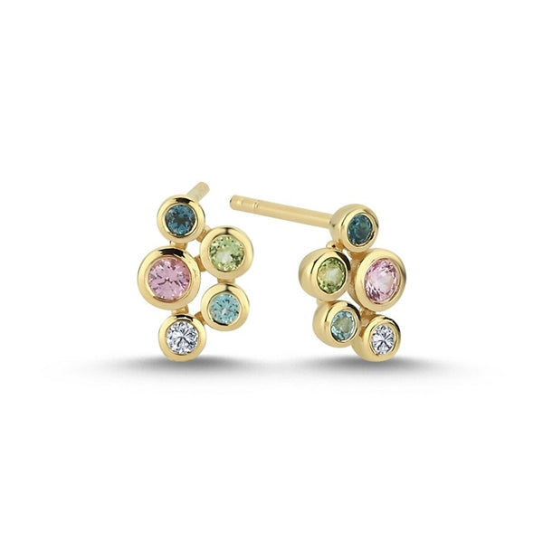 Nuran Bubbles øreringe i 14 kt guld med 0,04 ct diamanter og ædelsten