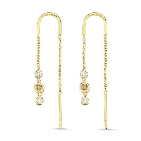 Nuran Champagne øreringe i 14 kt guld med champagne- og hvide diamanter