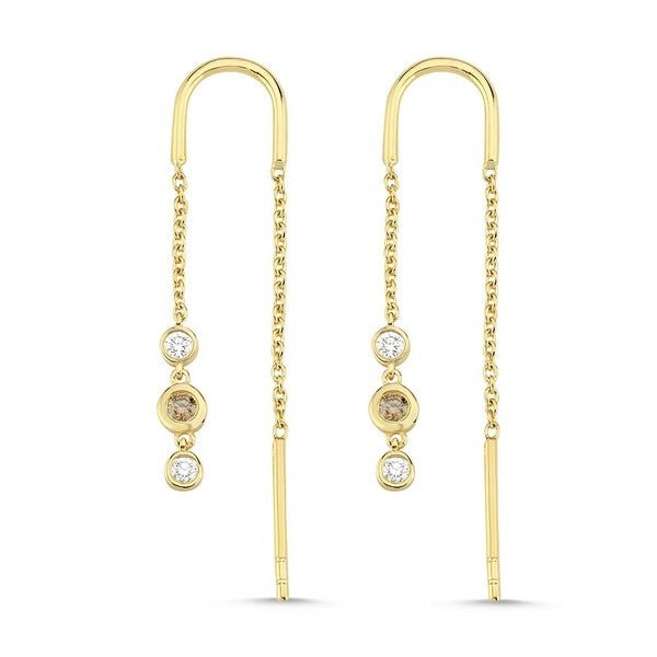 Nuran Champagne øreringe i 14 kt guld med champagne- og hvide diamanter