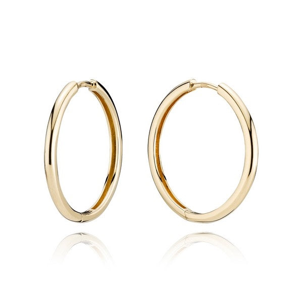 BNH creoler i 8 eller 14 karat guld Ø20 mm med knæk og clicklås – klassisk og tidløst design.