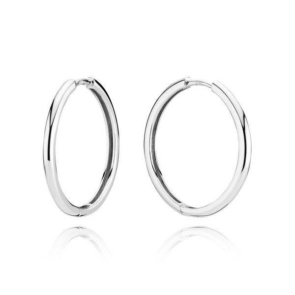 BNH creoler i 14 kt hvidguld med clicklås, Ø20 mm