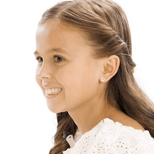 Blomdahl øreringe i medicinsk plastik med blå zirkonia, 8 mm