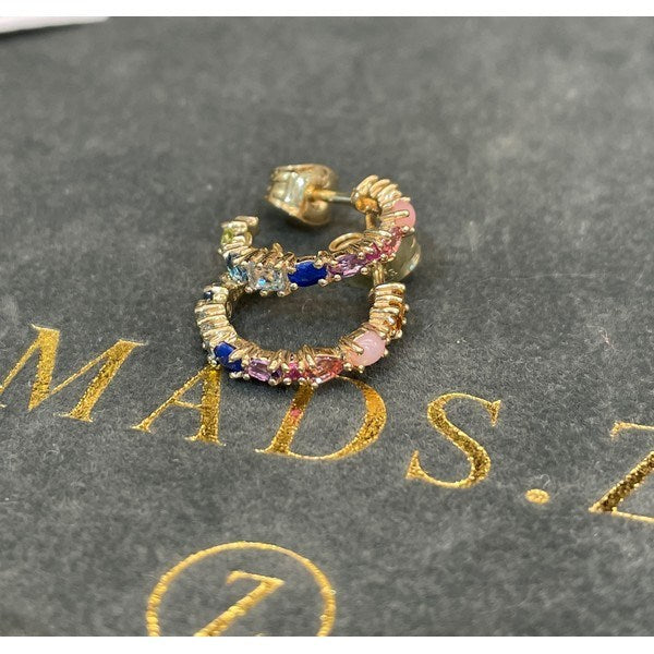 Circus øreringe fra Mads Z i 14 kt guld med farvede ædelsten