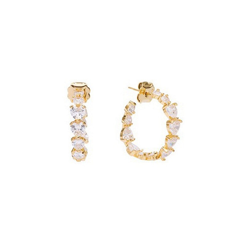 Crystal Heart hoops i 24 karat forgyldt messing med nanokrystaller – Pico Copenhagen