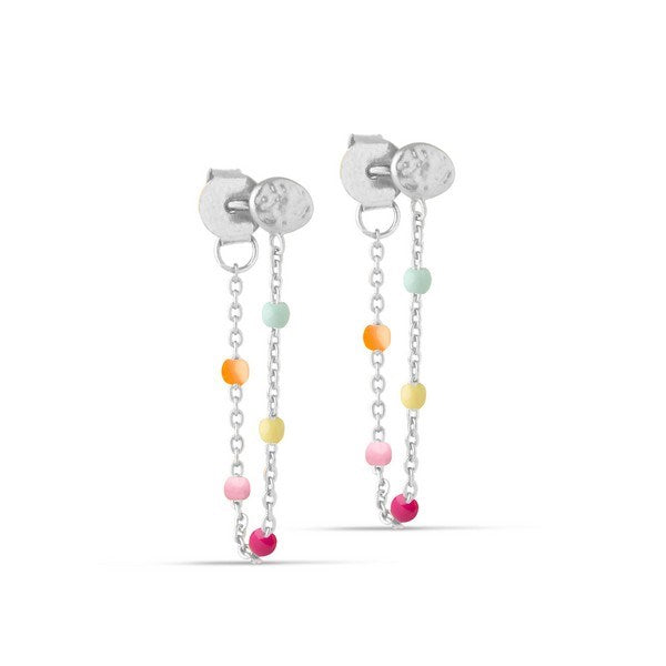 Lola RAINBOW sølvøreringe med farvet emalje fra Enamel Copenhagen
