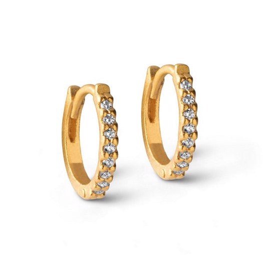 Petite Flora hoops i 18 karat forgyldt sølv med zirkoner fra Enamel Copenhagen