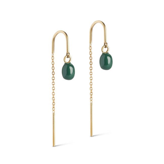 Eleanor øreringe i 18 karat forgyldt sølv med petroleumgrøn emalje fra Enamel Copenhagen