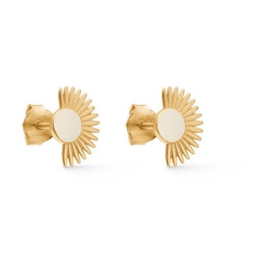 Soleil Daisy ørestikker fra Enamel Copenhagen i forgyldt sølv med orange emalje.