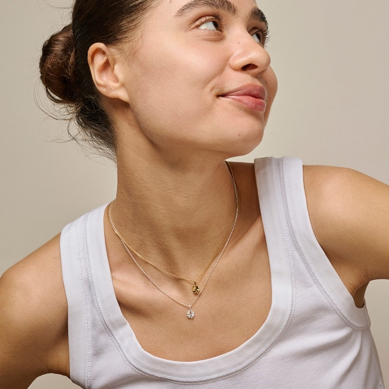 Four-Leaf Clover halskæde i sølv fra Enamel Copenhagen 45 cm