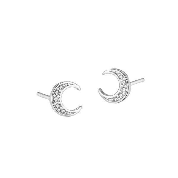Alison ørestikker fra MerlePerle i 925 sterlingsølv med hvide zirkonia, halvmåneform.