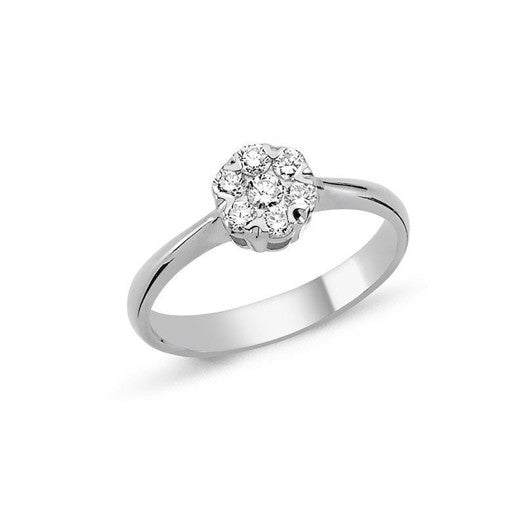 Nuran Flora diamantring i 14 karat hvidguld med 0,17–0,57 ct diamanter