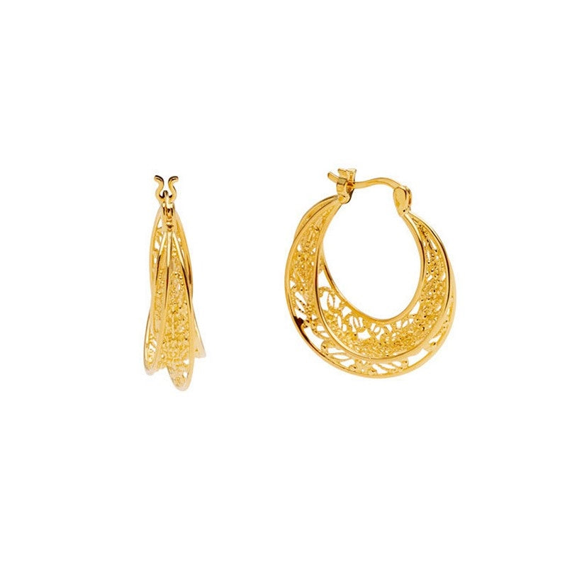 Filigran Luxe øreringe i 24 kt forgyldt messing fra Pico Copenhagen, 30 mm