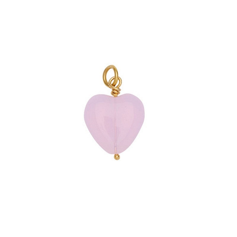 French Grande Heart vedhæng i soft rose glas med guldbelagt messing fra Pico Copenhagen.