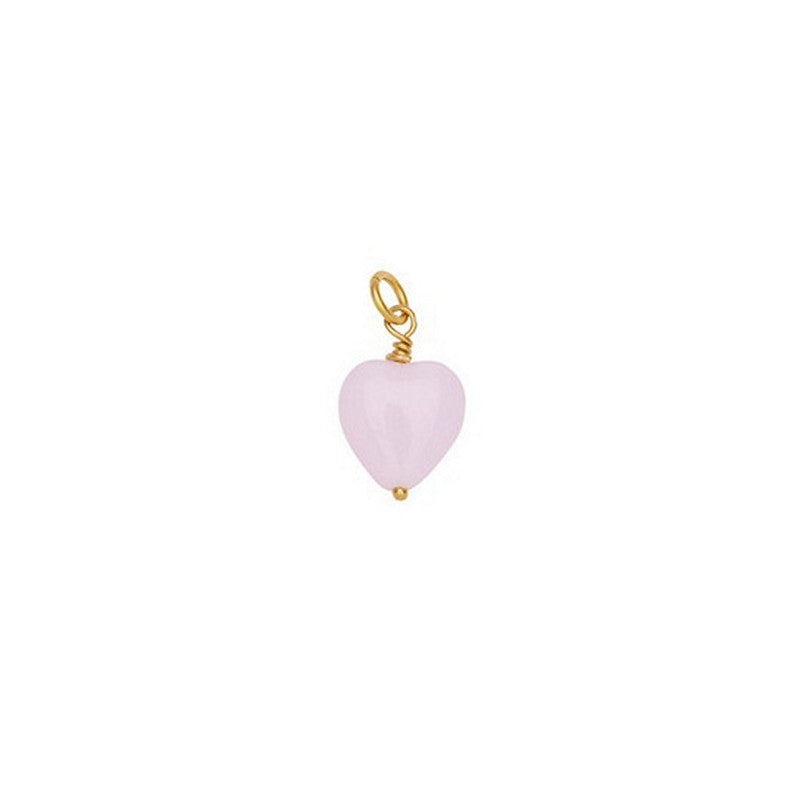 French Heart vedhæng fra Pico Copenhagen i 24 karat guldbelagt messing med soft rose hjerteglas.