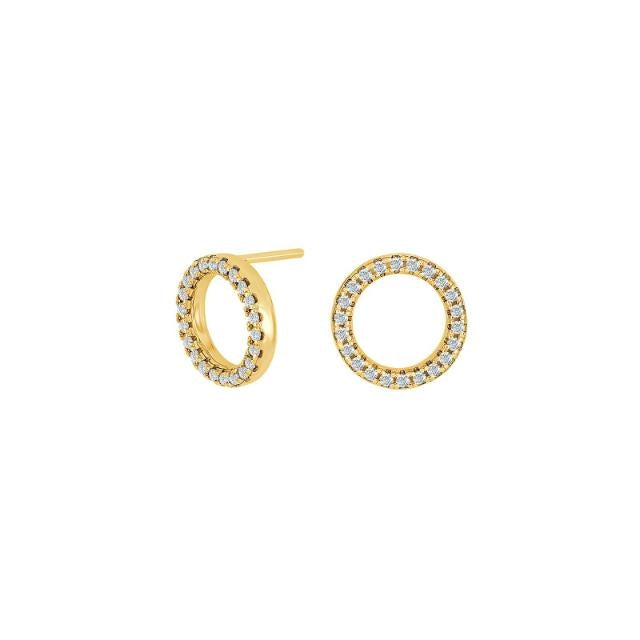 Cirkel ørestikker i 8 kt guld med zirkonia (8 mm) – Smykkecenter