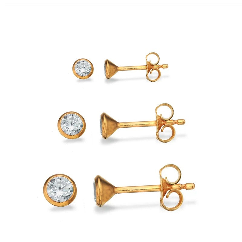 Smykkecenter ørestikker i 8 kt guld med rund zirkonia Ø 2,5–4 mm